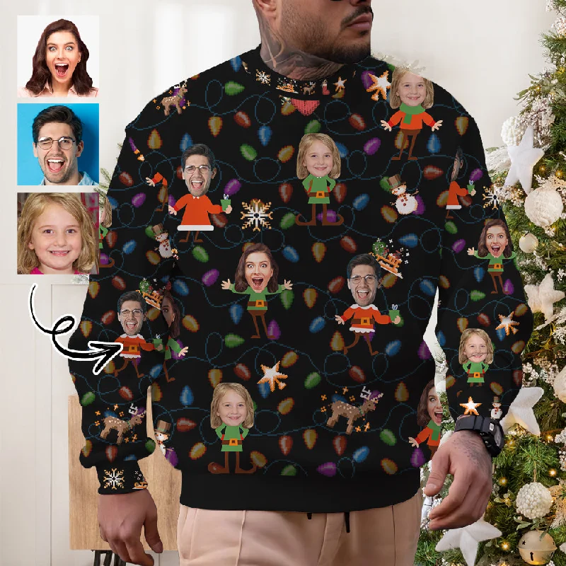 Minimal Classic Custom Face Santa Claus Sweater for Family Christmas Ugly Sweater Xmas Party