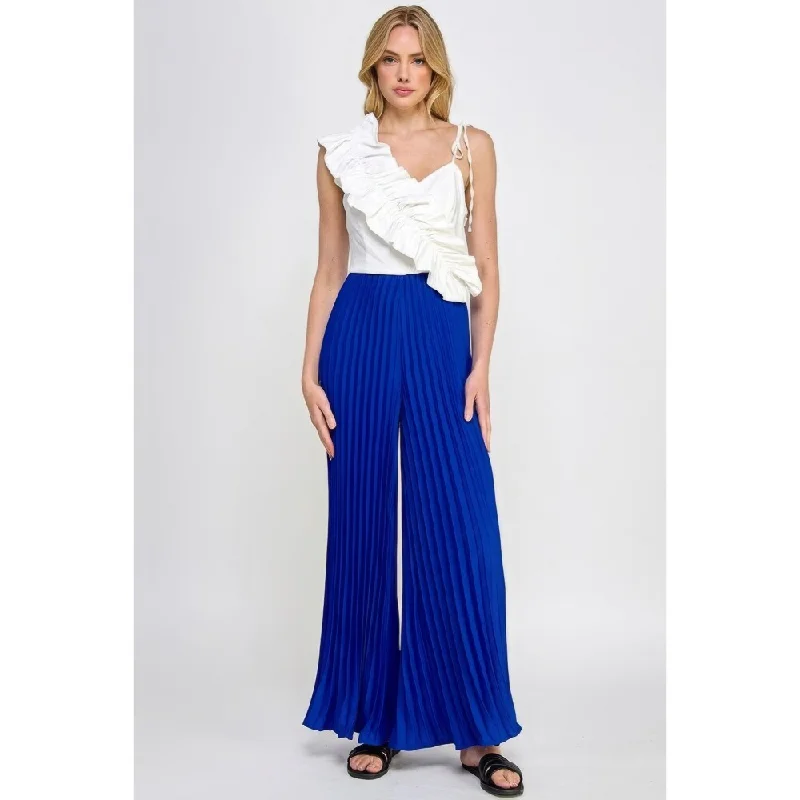 Weekend Style Cami Asymmetrical Ruffle Detail Pleated Bottom Jumpsuit