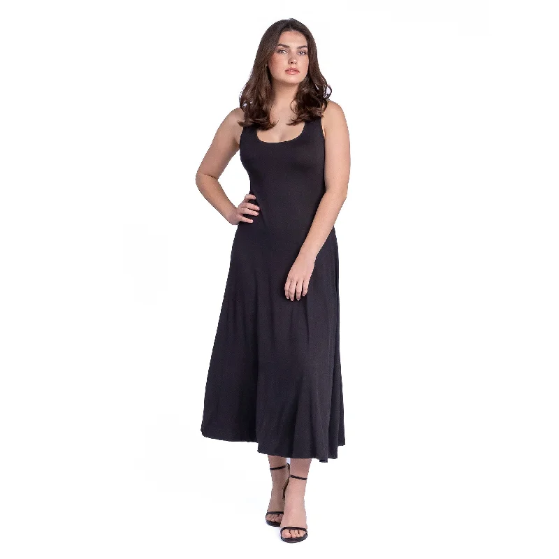 Simple Design 24seven Comfort Apparel Slim Fit A Line Sleeveless Maxi Dress