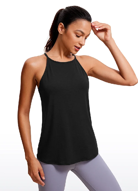 French Style Halter Hip-Length High Neck Tank