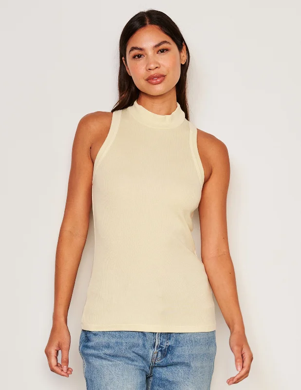 Classic Color Sundry Mock Neck Tank in Yellow Fade