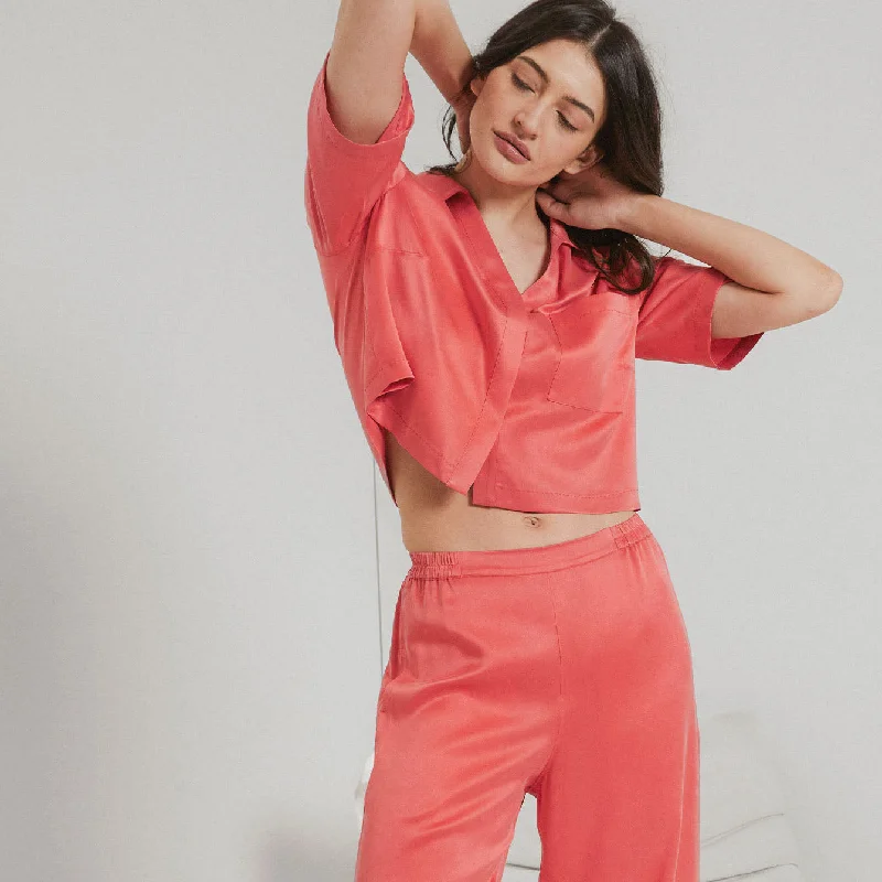 Elegant And Noble Washable Silk High Rise Pant Set