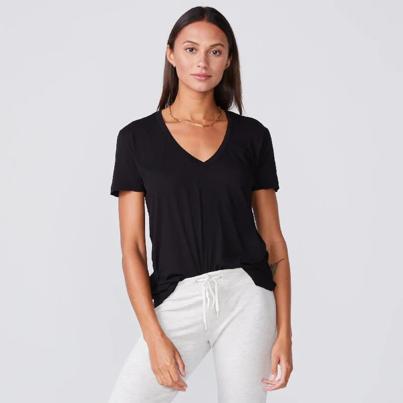 Cozy Look HT015SFJ Super Fine Jersey Fitted V Neck Tee