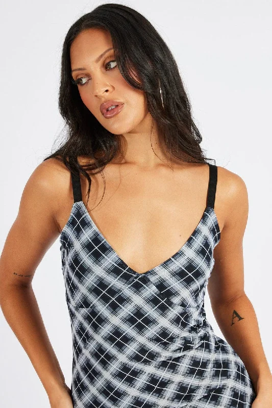 Artistic Temperament Multi Check Maxi Dress Sleeveless Bodycon Mess