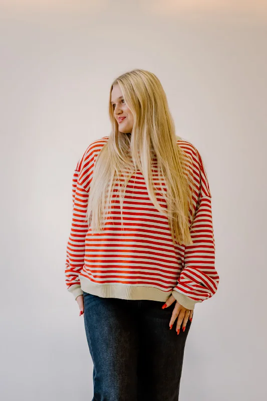 Exquisite Tailoring Classic Striped Oversized Crewneck | Cherry Combo