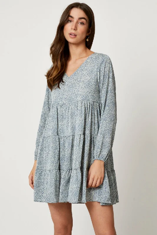 Romantic And Fresh Print Skater Dress