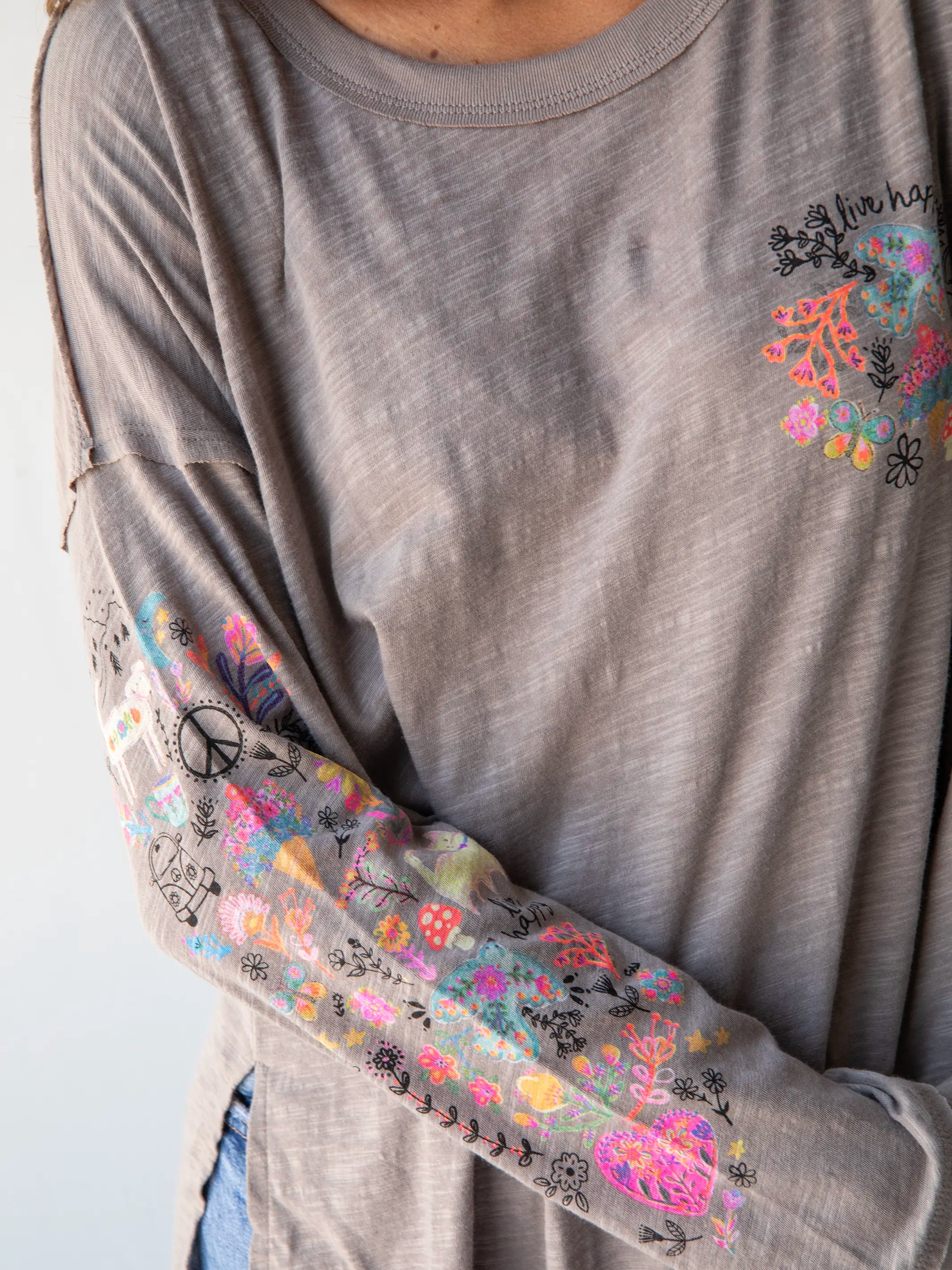 Must-have For Fashion Cotton Doodle Tee - Ash