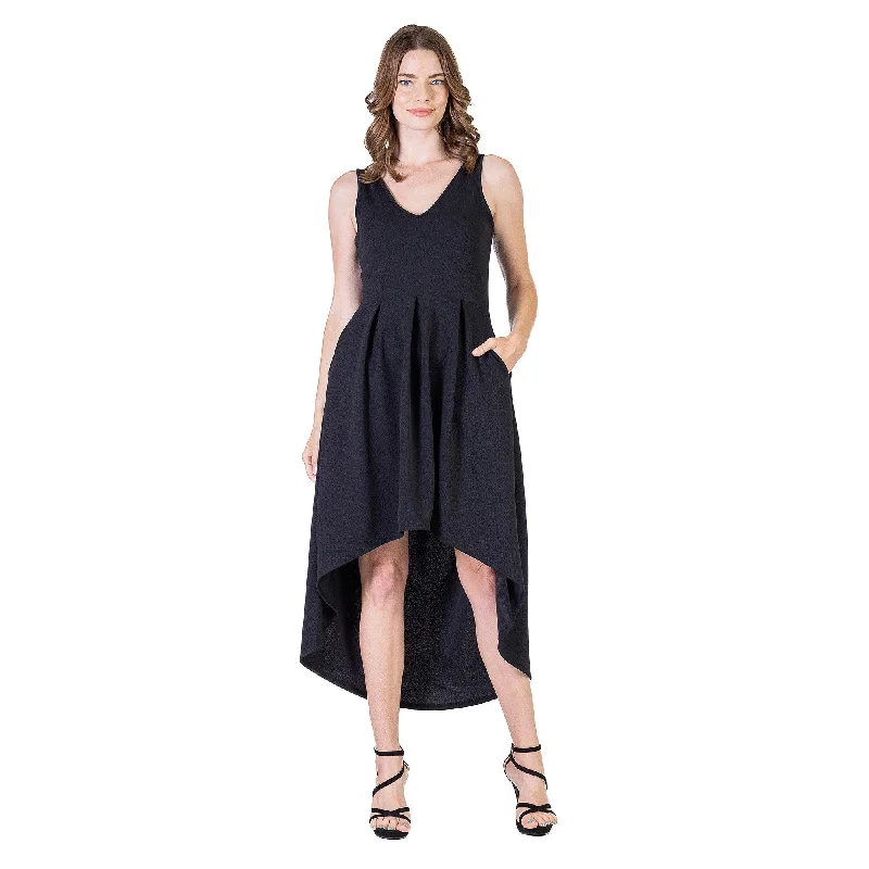 Fashion And Simplicity 24seven Comfort Apparel Womens Sleeveless Fit N Flare High Low Dress Fashion And Simplicity 24seven Comfort Apparel Womens Sleeveless Fit N Flare High Low Dress