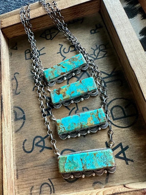 Sexy Fun Kingman Turquoise Large Bar Necklace