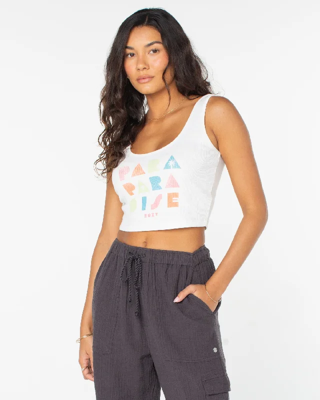 End Of The Year Para Paradise Cropped Tank Top - Bright White