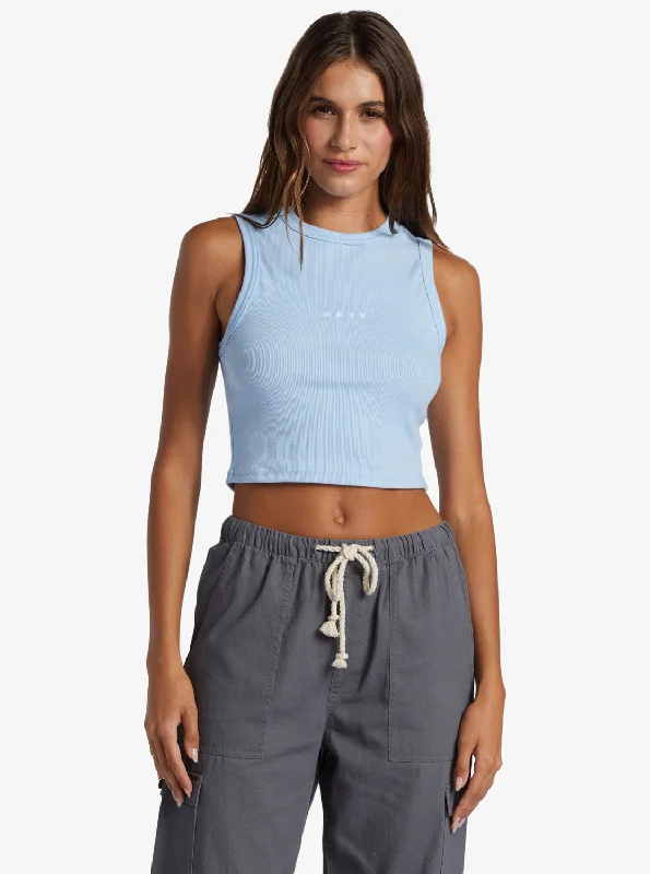 Street Fashion Style Roxify Fitted Ribbed Tank - Bel Air Blue