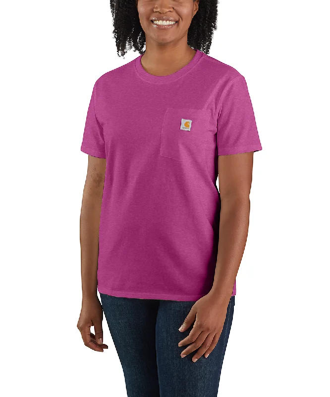 All-Day Wear Carhartt Women’s WK87 Short Sleeve Pocket T-Shirt - Magenta Agate Heather