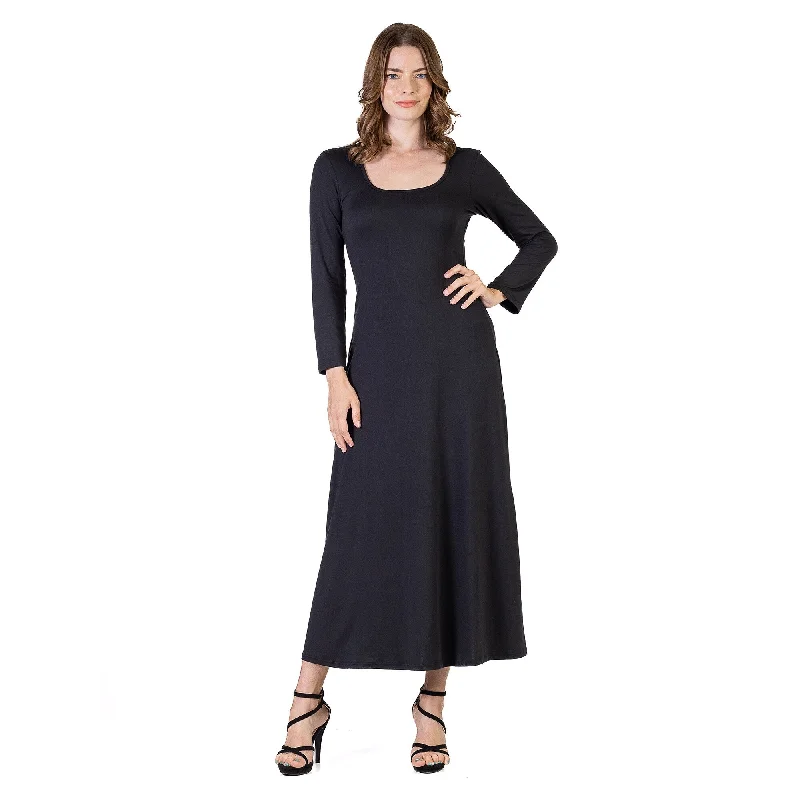 Elegant Series 24seven Comfort Apparel Womens Long Sleeve Maxi Dress
