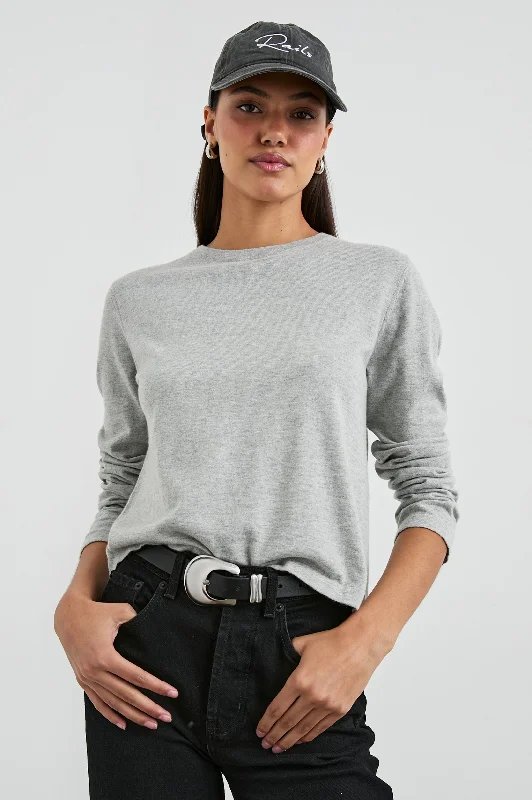 American Style COTTON CASHMERE LONG SLEEVE TEE - HEATHER GREY