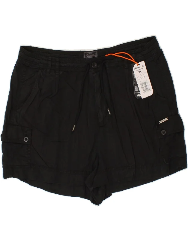 Playful Style SUPERDRY Womens High Waist Cargo Shorts XL W32 Black Lyocell