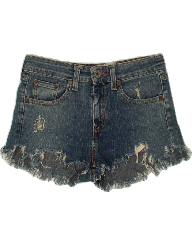Unique Design LEVI'S Womens 519 Distressed Denim Hot Pants US 3 Small W30  Blue Cotton