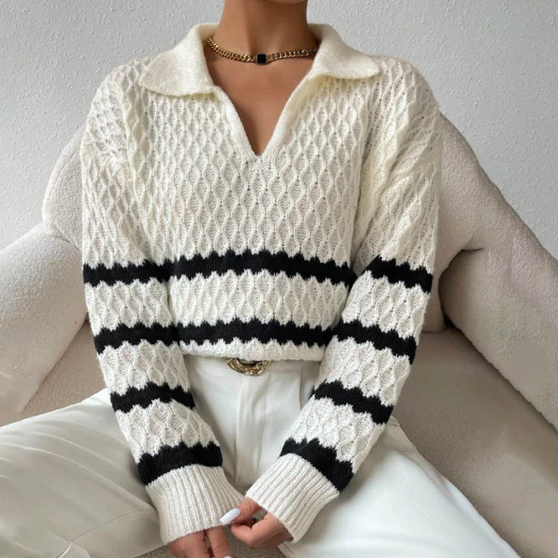 Lazy Home Fashion Polo Collar Pullover Women