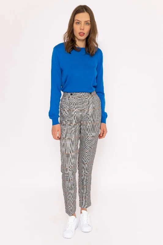Comfortable Outfits Button Detail Tailored Pant in Check Print