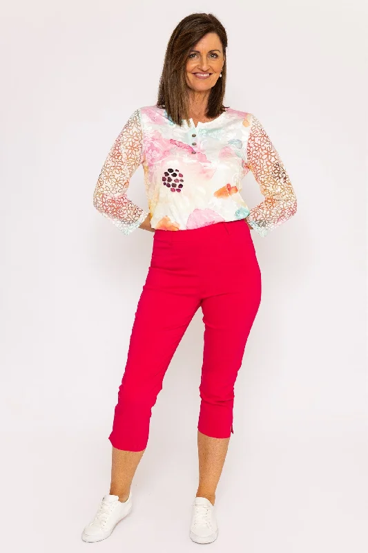 Fresh And Capable Bengaline Cropped Trousers in Hot Pink