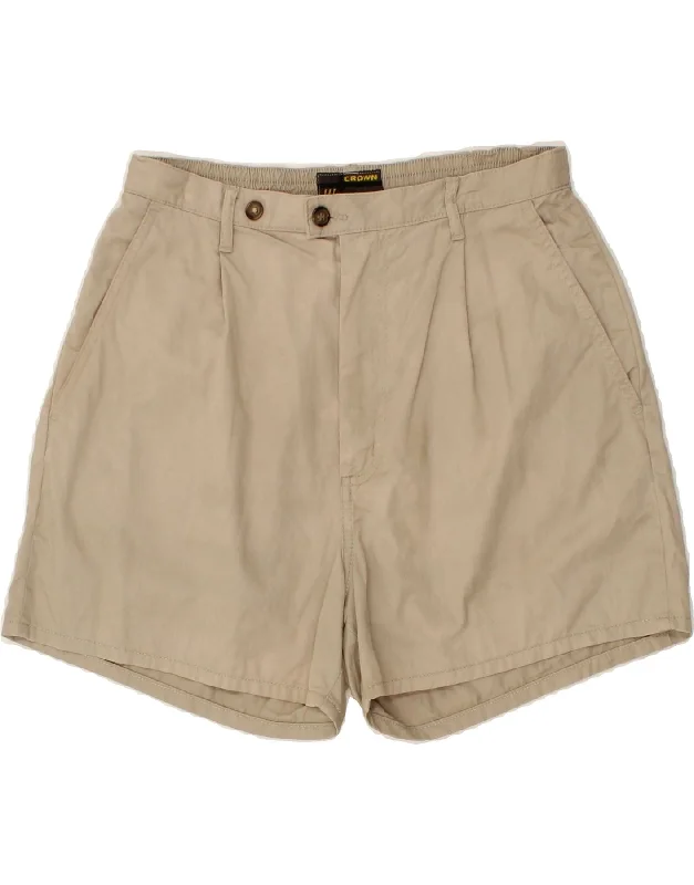 Street Letter Style CROWN Womens Chino Shorts W32 Large Beige Cotton