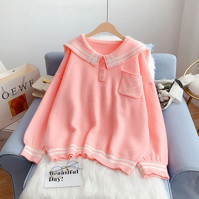 Effortless Style Pullover loose outer wear lazy style sweater top  4988