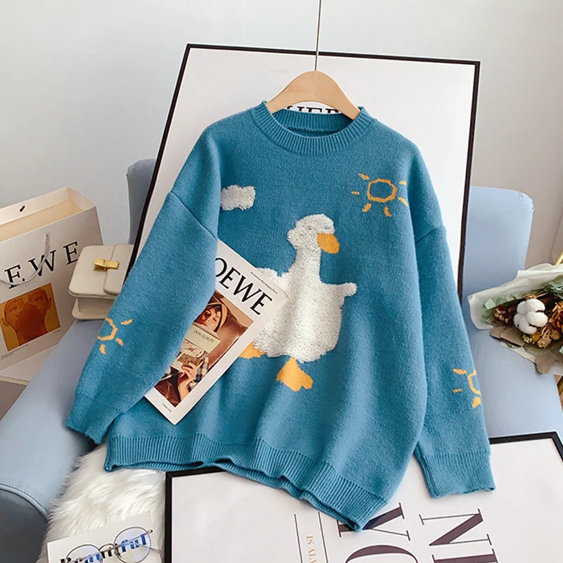 Warm Atmosphere Sweater Pullover Sweater loose Korean sweater top  5001