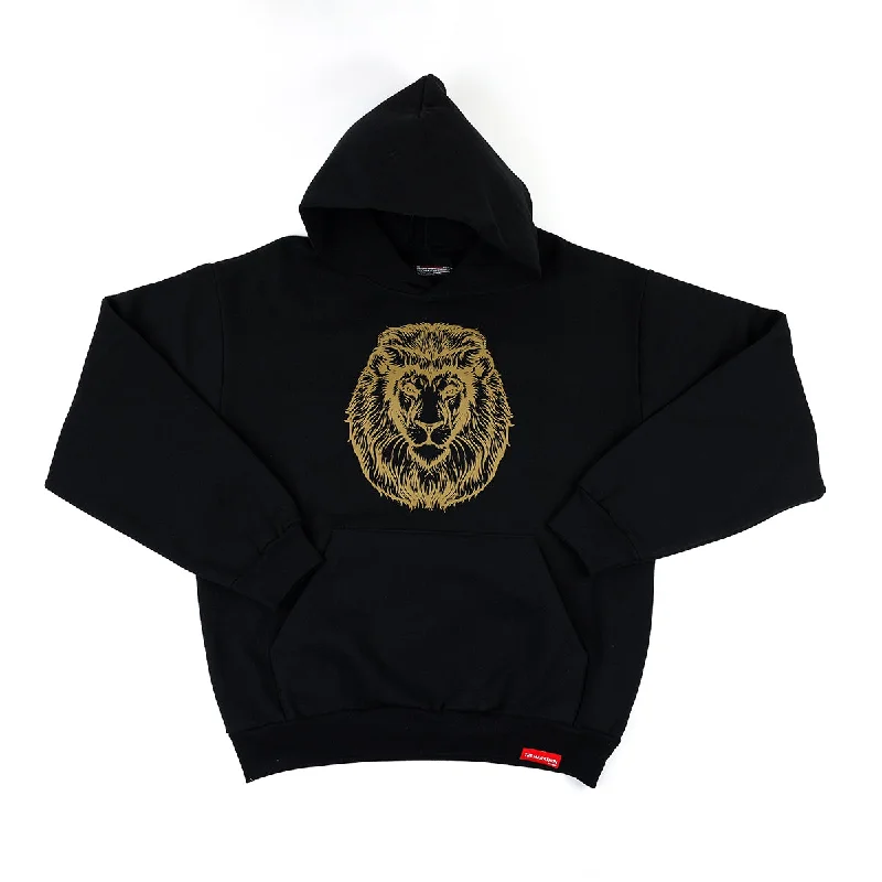 Effortless Comfort Vintage Lion Hoodie - Black/Gold