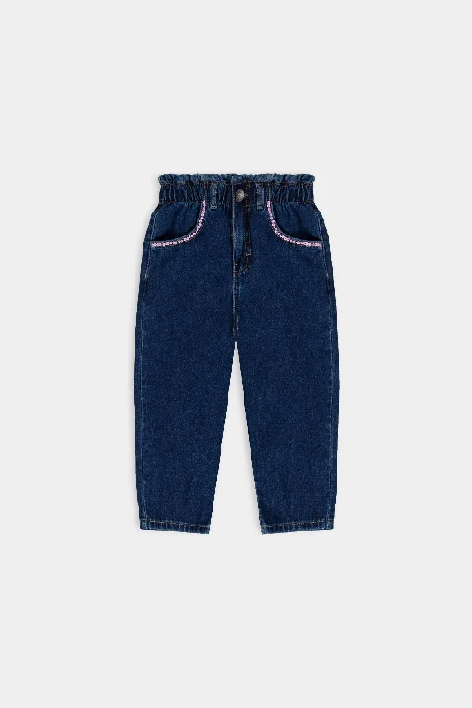Retro Design Sequin Baggy Paperbag Jeans