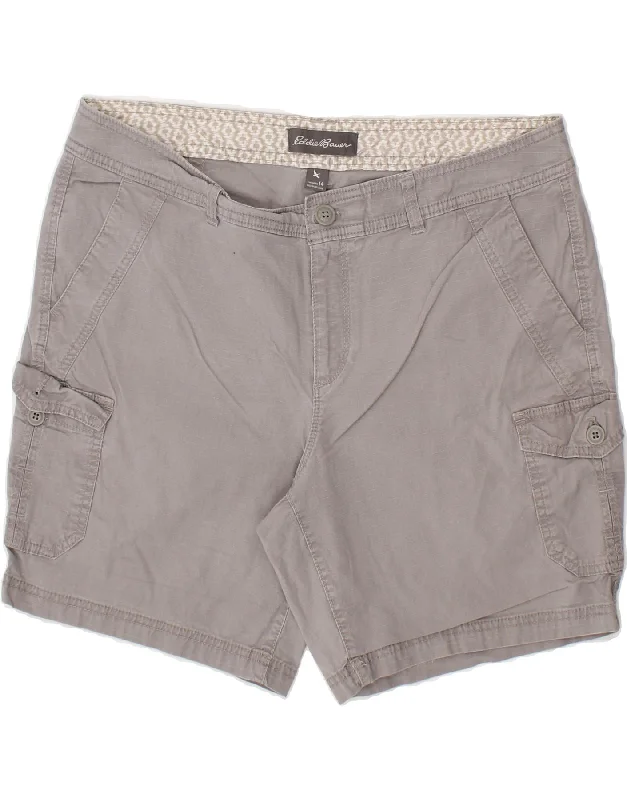 Relaxed Chic EDDIE BAUER Womens Cargo Shorts US 14 XL W34 Grey Cotton