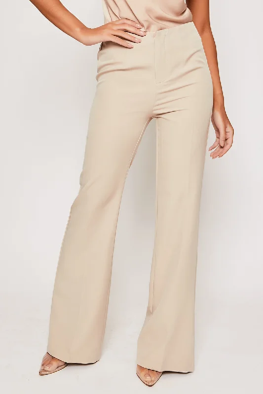Celebrity Must-have Brigitte - Nude Tailored High Waisted Flare Trousers