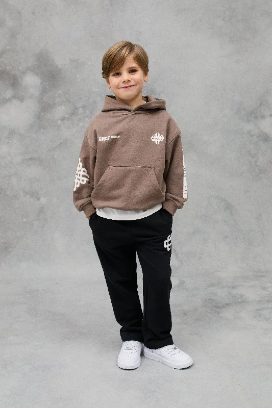 Sports Design JNR BLURRED GRAPHIC EMBLEM HOODIE - BROWN