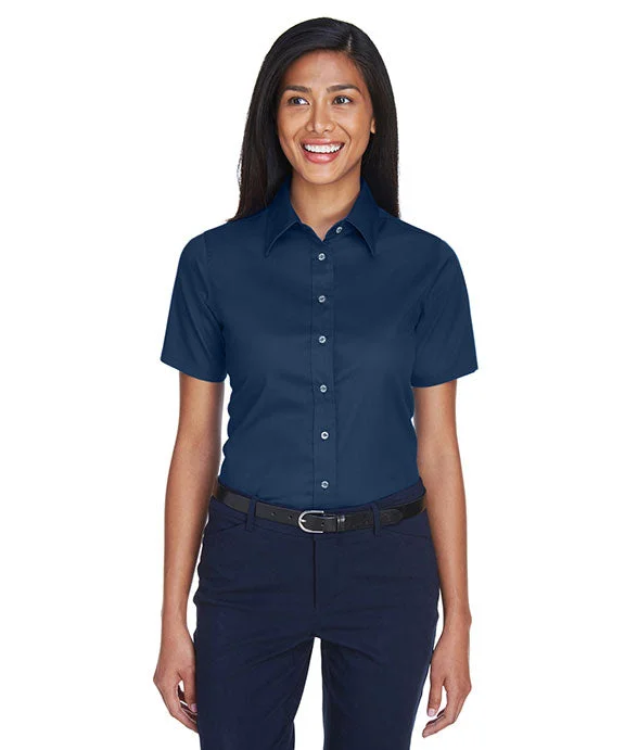 Trendy And Casual M500SW - Harriton Ladies Easy Blend™ Short-Sleeve Twill Shirt with Stain-Release | Navy Trendy And Casual M500SW - Harriton Ladies Easy Blend™ Short-Sleeve Twill Shirt with Stain-Release | Navy