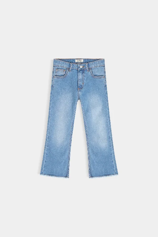 Retro Dress Flared Denim with Raw Hem