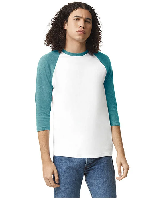 Bright Colors 2003CVC - American Apparel Unisex CVC Raglan T-Shirt | White/Heather Artic Bright Colors 2003CVC - American Apparel Unisex CVC Raglan T-Shirt | White/Heather Artic