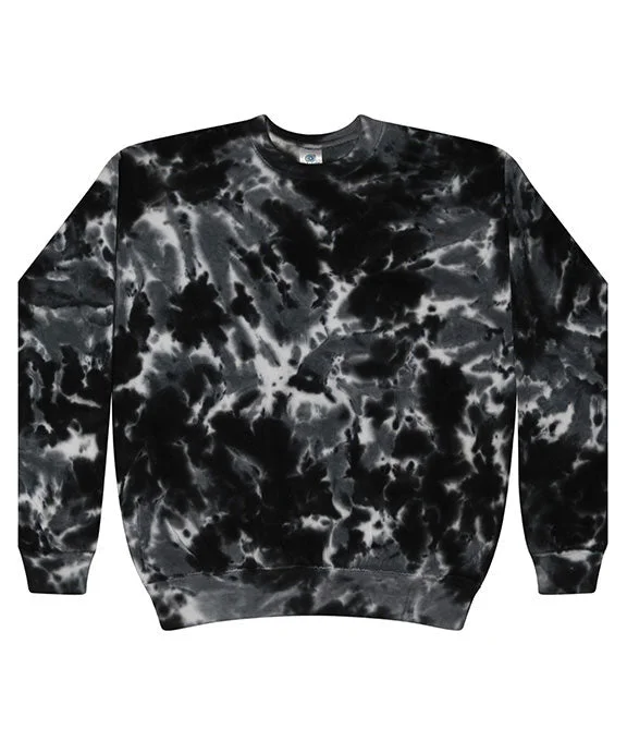 Comfortable Fashion H8100 - Tie-Dye Adult 8.5 oz Crew Neck Fleece | Multi Black