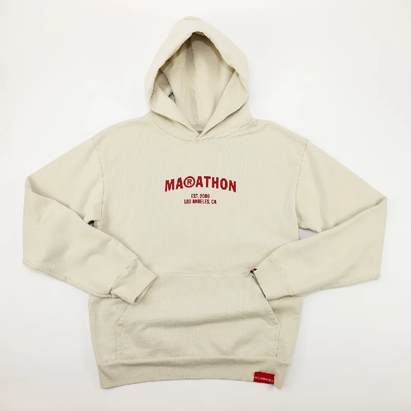 Cozy Sweaters Marathon Registered Hoodie - Bone/Red