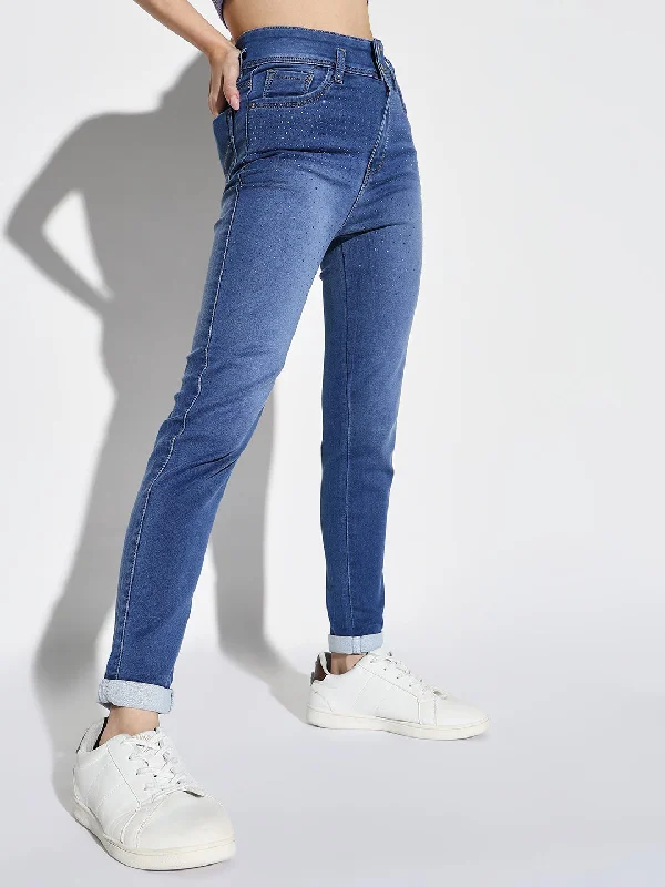 Free And Comfortable Women Blue Slim Fit Jeans