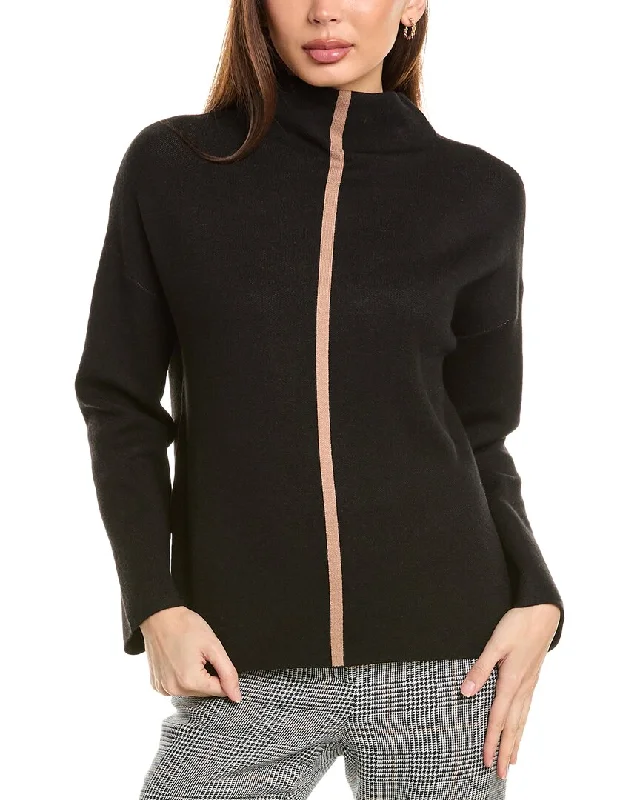 Embroidered Letters T Tahari Funnel Neck Sweater