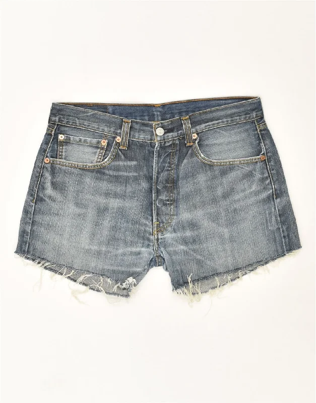 Single-shoulder Neck Design LEVI'S Womens 501 Denim Shorts W33 Medium Blue Cotton