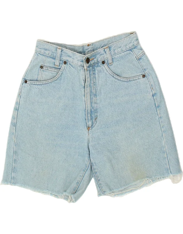Street Cool BENETTON Womens High Waist Denim Shorts IT 42 Medium W28 Blue Cotton