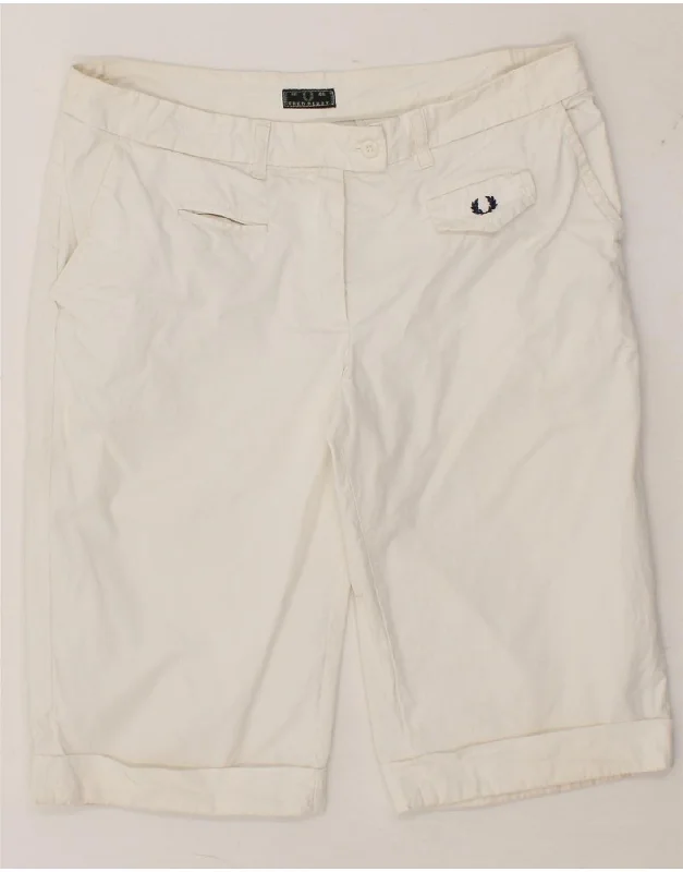 Noble Temperament FRED PERRY Womens Bermuda Shorts IT 46 Large W32  White Cotton