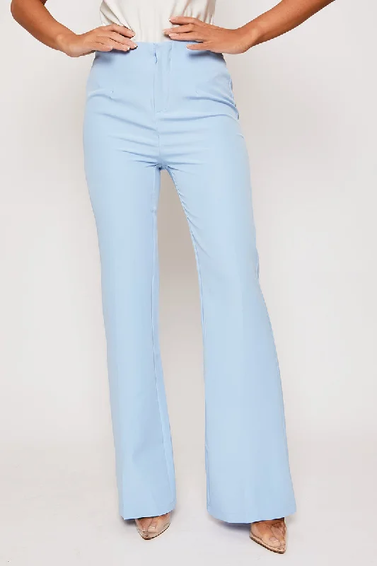 Sports And Leisure Brigitte - Blue Tailored High Waisted Flare Trousers