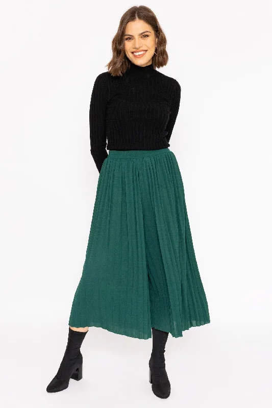 Effortless Dressing Pleated Wide Leg Pant in Green
