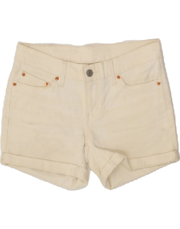 Chic Lounge LEVI'S Womens Denim Shorts W24 XS Off White Cotton