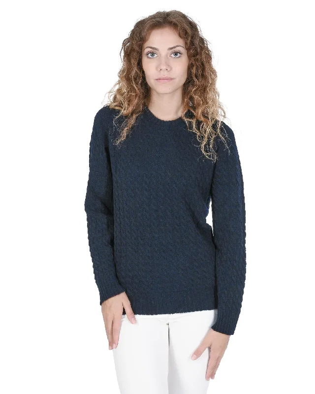 Exquisite Tailoring Crown of Edinburgh Cashmere Women's Cashmere Round Neck Womens Sweater in Navy blue - 46 EU Exquisite Tailoring Crown of Edinburgh Cashmere Women's Cashmere Round Neck Womens Sweater in Navy blue - 46 EU