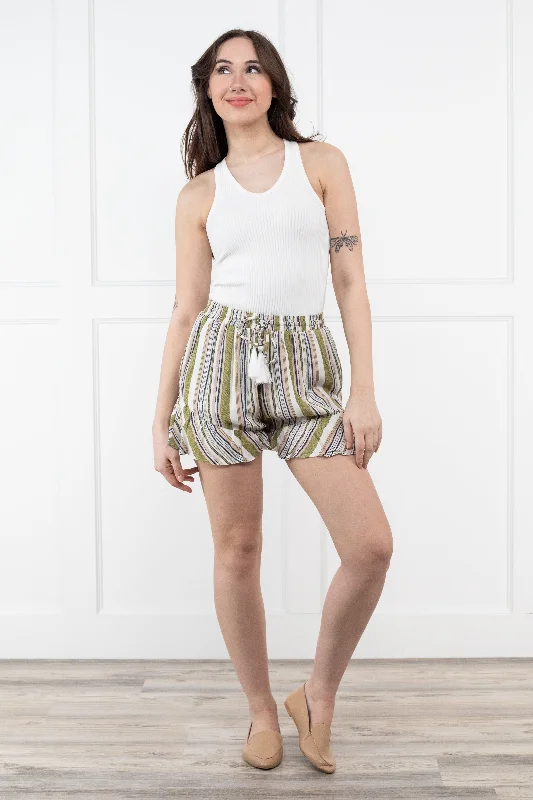 Luxury Temperament Outside The Box Women's Striped Ruffle Shorts