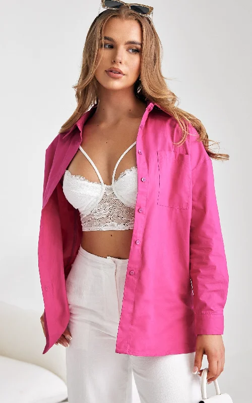 French Style Zone Blouse - Hot Pink