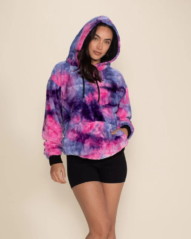 Trendy Items Women's Fur Hoodie | Tie-Dye Cotton Candy Kitty
