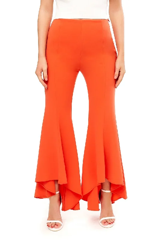 Breezy Style Emily - Orange Asymetric Flared Trousers