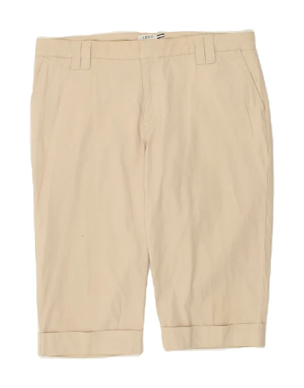 Comfortable Wear IZOD Womens Stretch Bermuda Shorts US 14 XL W34 L17  Beige Cotton